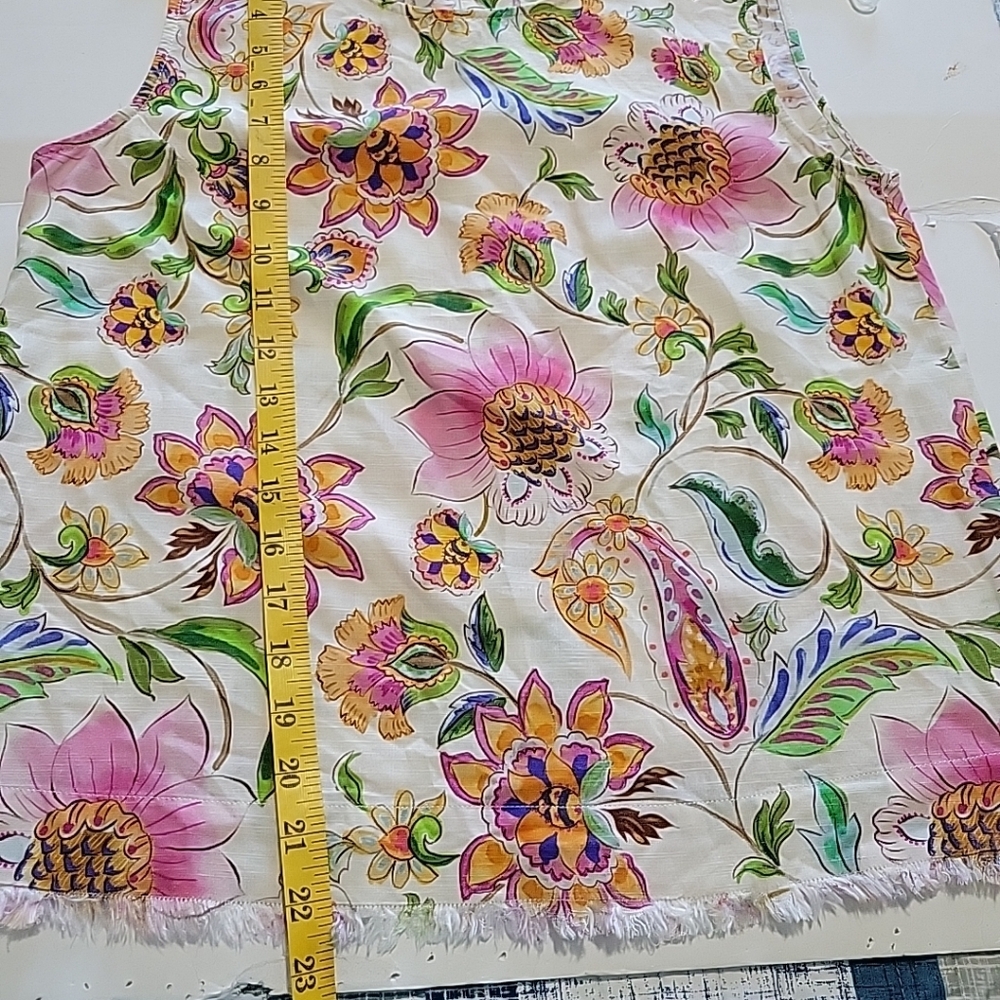 Liverpool Los Angeles Floral Sleeveless Top Size Small Viscose Blend Fabric - Picture 6 of 9